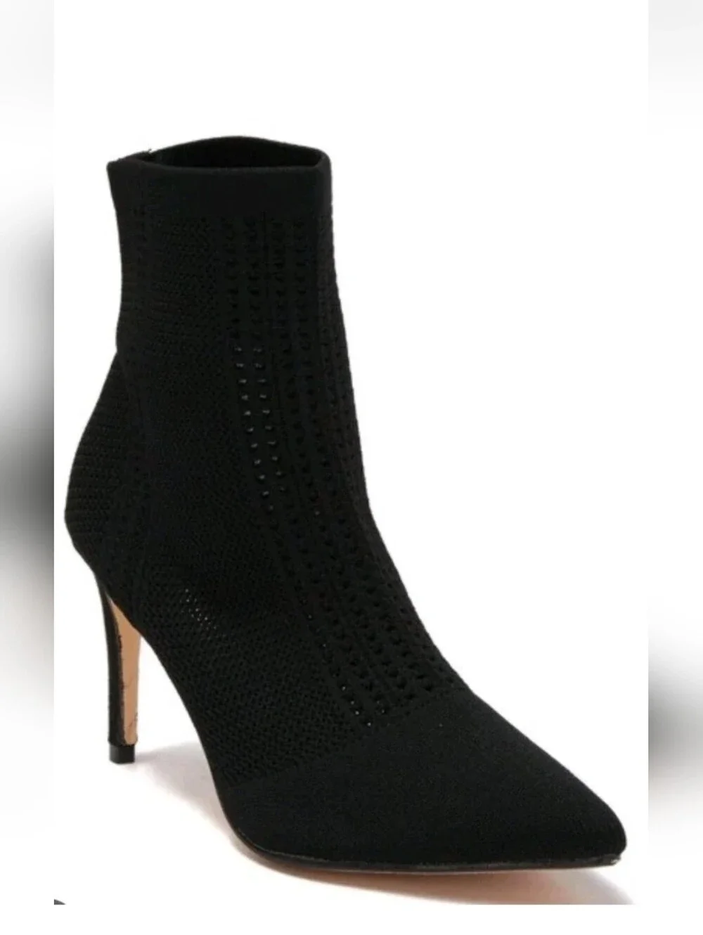 Catherine Malandrino Dnonito Black Pointed Toe Knit High Heel Booties Boots 8